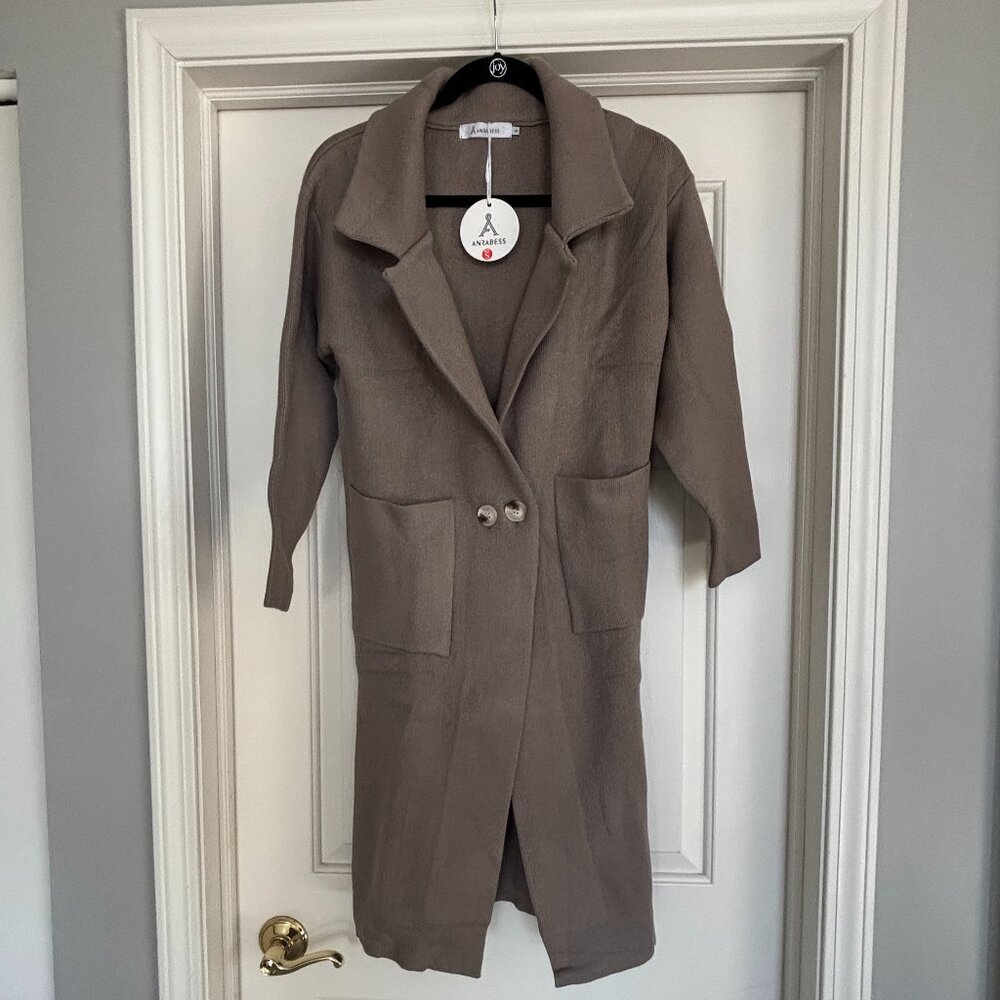 ANRABESS NWT Women's Open Front Coatigan Long Knit Cardigan Wrap Coat